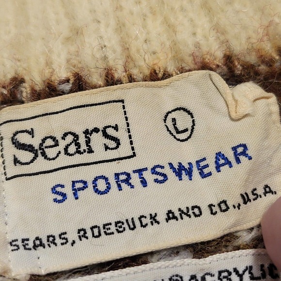 VTG Sears Sportswear Mens L Large Mohair Fuzzy Crewneck Pullover Sweater - Picture 4 of 16